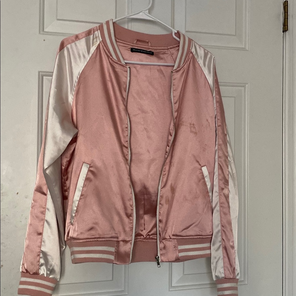 Pink Satin Varsity Jacket - Picture 3 of 7